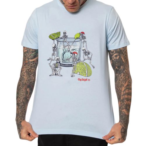 Camiseta Masculina Okdok Artistic Classic Skull Limonada AZUL-1250204- -1-